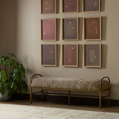 Amber Lewis x Four Hands Demi Accent Bench 60" - Taupe Shearling