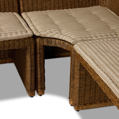 Amber Lewis x Four Hands Senna Dining Banquette L Shape 144" - Left - Natural Brown Rattan