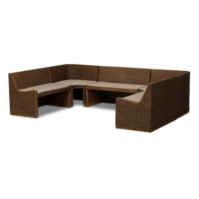 Amber Lewis x Four Hands Senna Dining Banquette U Shape 117" - Natural Brown Rattan