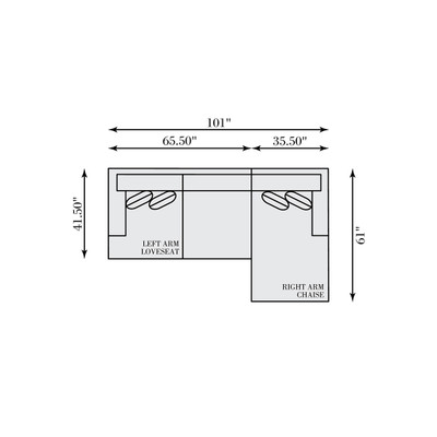 Bernhardt Mila 2-Piece Right Facing Fabric Sectional