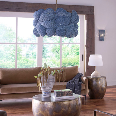 Jamie Young Anguilla 6-Light Wood Beaded Chandelier - Blue