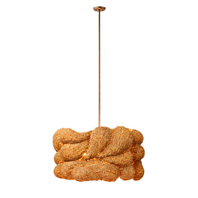 Jamie Young Anguilla 6-Light Wood Beaded Chandelier - Natural