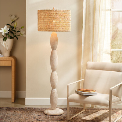 Jamie Young Almond Wood Floor Lamp - White Washed