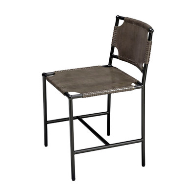 Jamie Young Asher Leather Dining Chair - Grey NEW
