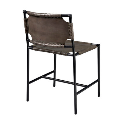 Jamie Young Asher Leather Dining Chair - Grey NEW