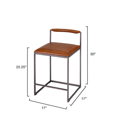 Jamie Young Bradbury Leather Counter Stool - Saddle