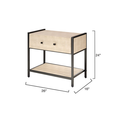 Jamie Young Cassius Faux Shagreen 1-Drawer Side Table - Taupe