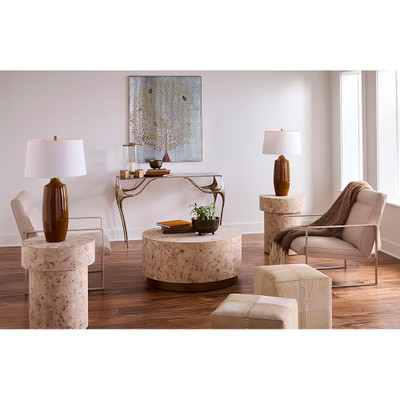 Jamie Young Cream Hide Ottoman - Small