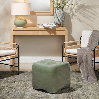 Jamie Young Cushion Concrete Stool - Olive Green