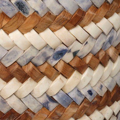 Jamie Young Interwoven Wood & Buffalo Bone Side Table
