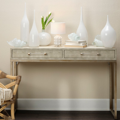Jamie Young Kain Faux Shagreen Console - Cream