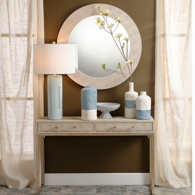 Jamie Young Kain Faux Shagreen Console - Cream