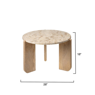 Jamie Young Quarry Wood and Tendua Stone Coffee Table