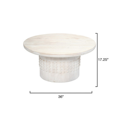 Jamie Young Studded Washed Wood Coffee Table - White