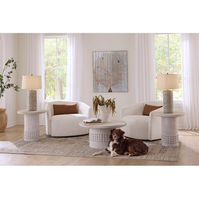 Jamie Young Studded Washed Wood Coffee Table - White