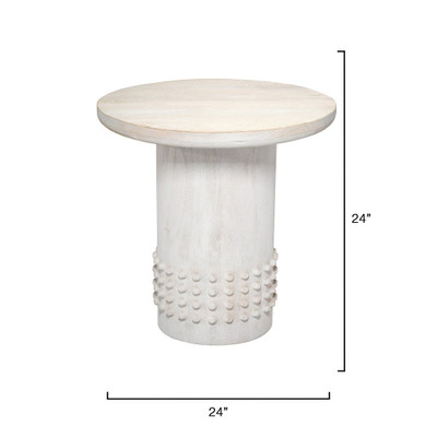 Jamie Young Studded Washed Wood Side Table - White