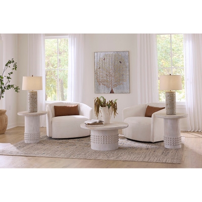 Jamie Young Studded Washed Wood Side Table - White