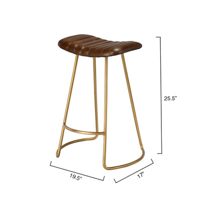 Jamie Young Theo Leather Counter Stool - Brown