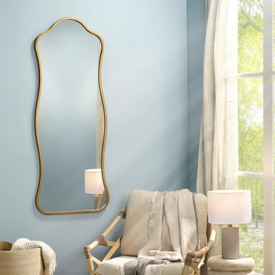Jamie Young Aurora Wavy Iron Floor Mirror - Antique Brass