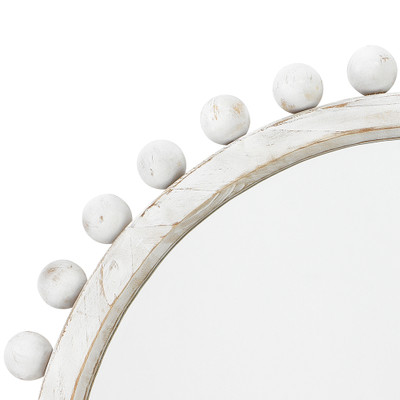 Jamie Young Brighton Round Wood Mirror - White Washed