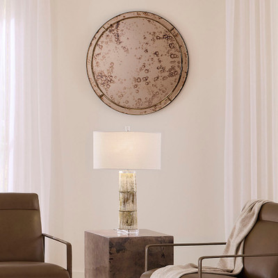 Jamie Young Chambord Antiqued Glass Round Wall Mirror - Small