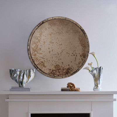 Jamie Young Chambord Antiqued Glass Round Wall Mirror - Small