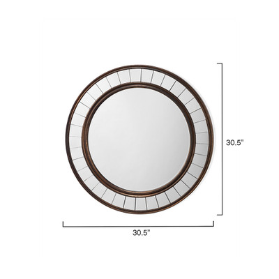 Jamie Young Coltrane Wood Round Wall Mirror - Antique Bronze