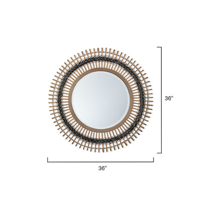 Jamie Young Grove Bamboo Round Braided Mirror - Gray