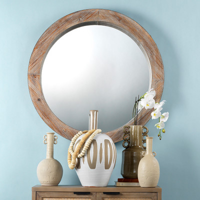 Jamie Young Reclaimed Wood Round Wall Mirror