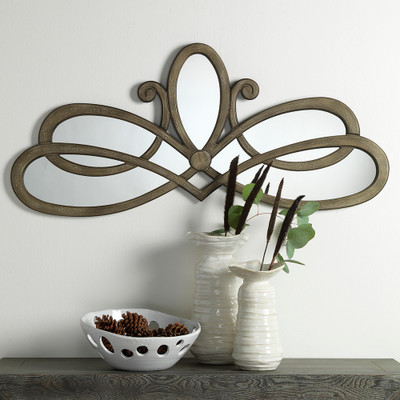 Jamie Young Scroll Wood Wall Mirror - Distressed Grey
