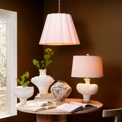 Jamie Young Scalloped 1-Light Pendant - Boucle Linen