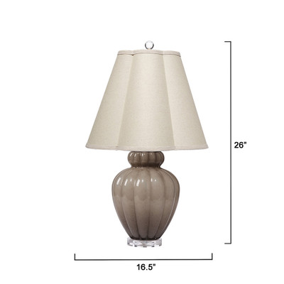 Jamie Young Agnes Blown Glass Table Lamp with Linen Scalloped Shade - Taupe