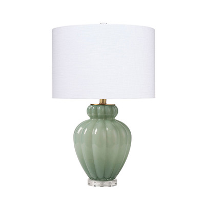 Jamie Young Agnes Blown Glass Table Lamp with Linen Shade - Celadon