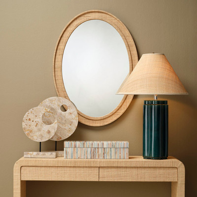 Jamie Young Allister Ceramic Table Lamp with Raffia Shade