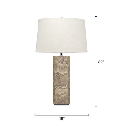Jamie Young Canyon Wood Veneer Table Lamp - Sand Grey
