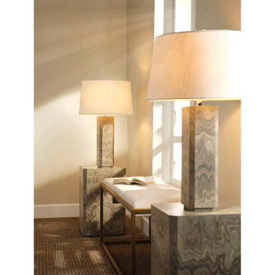 Jamie Young Canyon Wood Veneer Table Lamp - Sand Grey