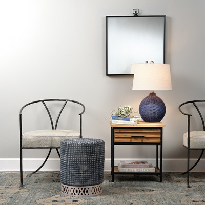 Jamie Young Cape Rattan Table Lamp - Blue