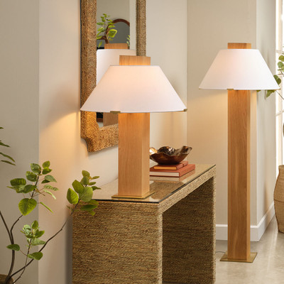 Jamie Young Craftsman Veneer Table Lamp - Natural Oak