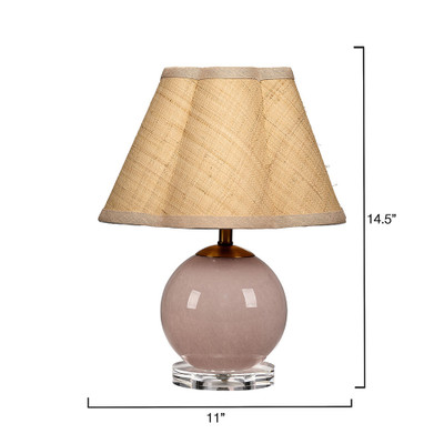 Jamie Young Dottie Blown Glass Table Lamp with Raffia Shade - Pink