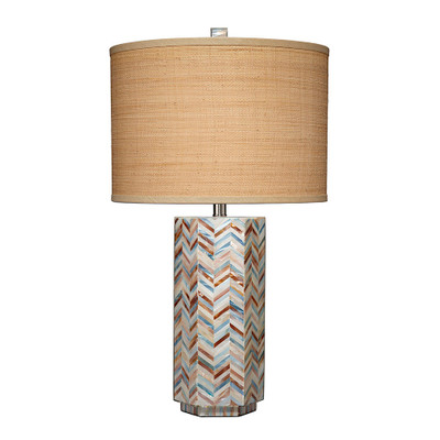 Jamie Young Lucille Mother of Pearl Table Lamp with Raffia Shade