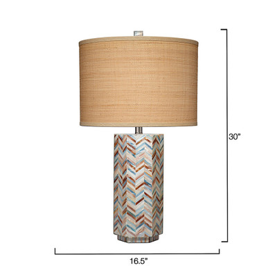 Jamie Young Lucille Mother of Pearl Table Lamp with Raffia Shade