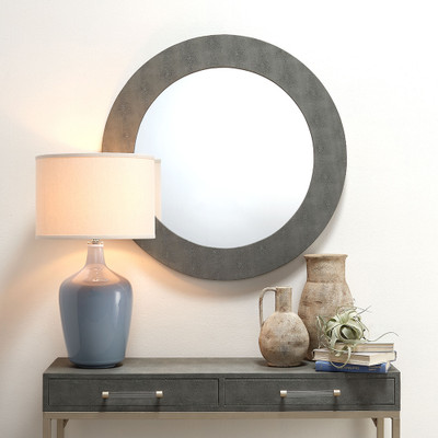 Jamie Young Plum Blown Glass Jar Table Lamp with Linen Shade - Grey