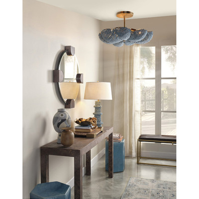 Jamie Young Rowan Wood Beaded Table Lamp with Linen Shade - Blue