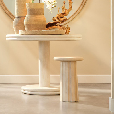 Jamie Young Cremini Wood Side Table - Off-White
