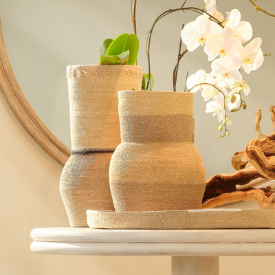 Jamie Young Medium Seagrass Beetle Basket - Taupe