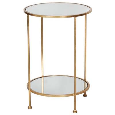 Chico 2 Tier Gold Leafed Side Table With Plain Mirror Tops