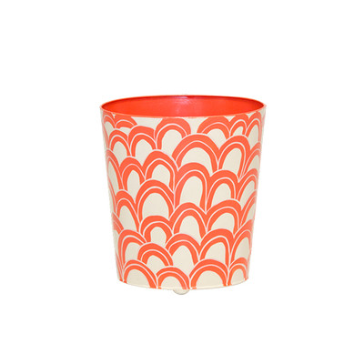 Oval Wastebasket Orange And Cream