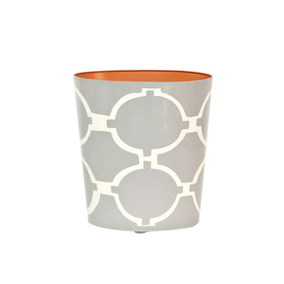 Oval Wastebasket Grey And Cream