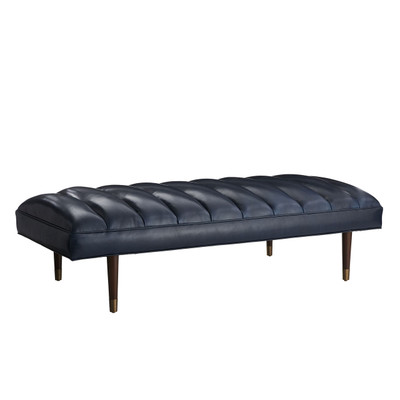 Christophe Bench - Indigo Leather/Dark Walnut image 1