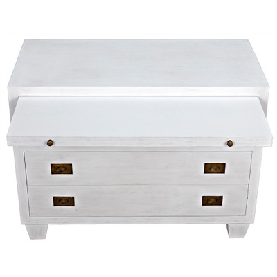 Noir 2-Drawer Side Table With Sliding Tray - White Wash